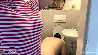 Woman Uses Her Slave in the Toilet