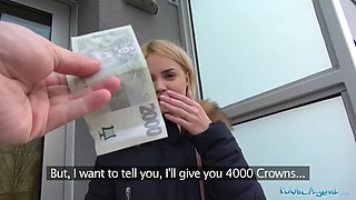 Hot blondes Lika Star gets a mouthful of cum after fucking for cash