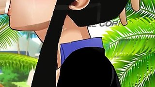 Chi-chi Gets Her Throat Fucked Outside Capsule Corp