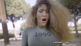 Latina blows cock while in vibrating panties
