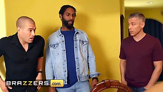 (Luna Star's) boyfriend leaves behind valentine's day so she invites his buddies (mick, xander) to a romantic dinner - brazzers