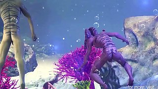 Big tits 3d babe fucking with sea monsters