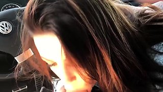 Babe's First Blowjob in a Car with a Happy Ending