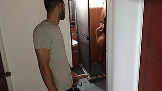 Beautiful Brunette Showers in Her Bathroom, and I Seduce Her to Fuck Her Tantaly Doll After Her Show