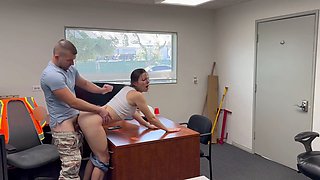 Stunning black-haired Senorita312 nails the office casting for a new position