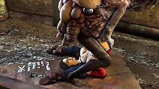Claire Redfield captured by the fish monster Salvatore