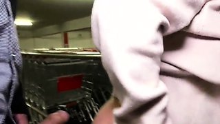 Public ass to mouth in the parking garage with blonde