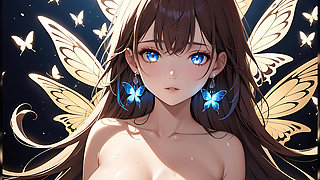 Butterfly Radiance a Beautiful Young Woman with Glowing Wings Around Her
