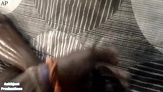 Rubbing My Dick on Chocolate MILF Sole and Jerking off Till I Cum on Her Sole