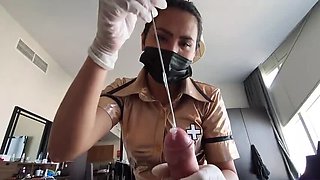 Sadistic Nurse Femdom - Rough Sounding & Edging Milking Handjob POV