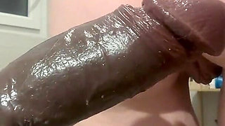 Xxl Black Dildo, Drooling and Vaginal Blowjob