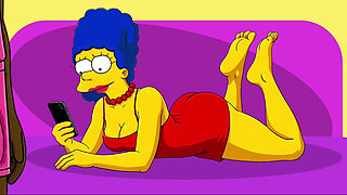 Wife Cheats on Her Husband with a Fitness Trainer. Cartoon. Simpsons Parody