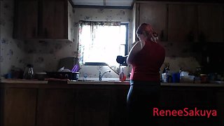 Pregnant Sink Plunging Wearing Jeans