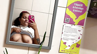 Risky Public Bathroom Pussy Play