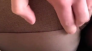 Beauty in Black Pantyhose Obediently Sucks and Bends Over for Doggy Style Fucking