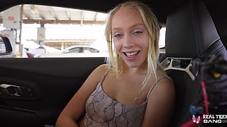 Slim Blonde Braylin Bailey Gets Teased With a Vibrator, Gives BJ In the Car & Enjoys Hot Indoor Sex