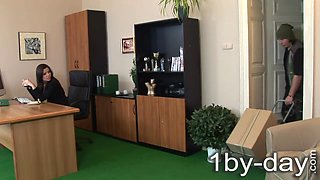 Peach skewered on fuck machine