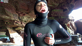 Wetsuit Cave Encounter: Secret Fun with Mysterious Stranger