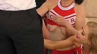 Happy Coach Gets Treated by His Cheerleaders - Part 1