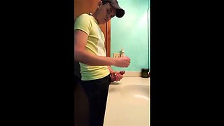 Big-Cock Latin Hunk Jerks Off in Bathroom
