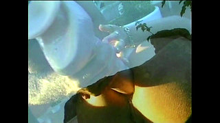 Slut Fucked on the Garden Table