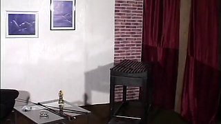 Glamorous spex gilf smoking a cigarette and teasing solo