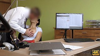 LOAN4K. Brilliant lady Alex works with snatch to open