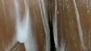 Wasshing my big bubble butt at shower in the bathroom