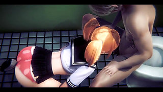 Hentai Uncensored 3D - Ger Blowjob and Fucked in a Public Toilet - Japanese Asian Manga Anime Film Game Porn