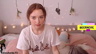 Petite plays on bed