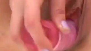 Horny hot blonde masturbates in the bathroom with her sex toy