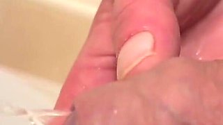 Hold His Uncut Dick When He Pee on Me