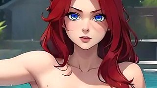 Woman Takes off Her Swimsuit in the Pool and Is Completely Naked