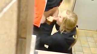 Naughty Amateur Blonde with Stranger in Public Toilet