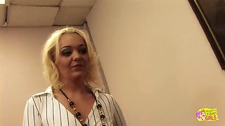 Blonde Secretary Gets Disciplined by Her Lesbian Boss with a Big Strapon for Her Skirt