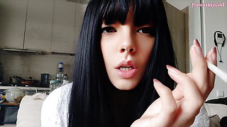 Goth Babe Smoking in bathrobe (ask me for full vid)