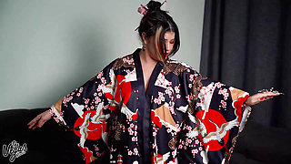 How cute do I look sucking cock in my new kimono from Anime Dakimakura Pillow?