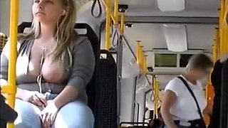 Blond riding bus with tits out.--- CharlottC