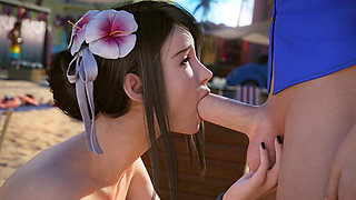 Exclusive Vacation with Sexy Aerith and Tifa: Public Nude Beach Riding(HQ 3D Animation Porn)