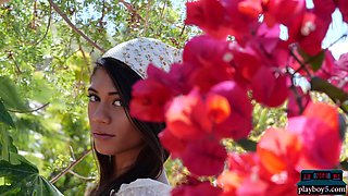 Petite Asian teenage Hannah Le gets naked