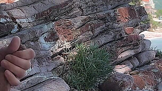 Risky Outdoor Dick Flashing on the Beach - I Took His Dick in My Hand and Helped Him Cum