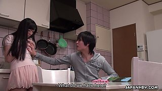 Japanese girl Yuma Miyazaki is fucked and creampied by step brother