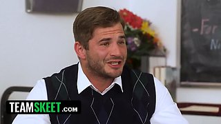 Innocent Teacher Trades Cock with 3 Students for a Nasty Teacher's Pleasure