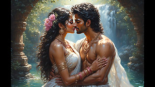New India Couple Kissing In Front of Mountain