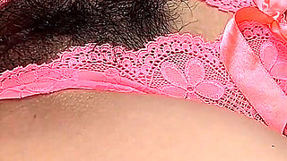 Slow Fuck of Asian Teen Hairy Pussy - Closeup Crotchless Panty Tease Fuck - Handsfree Cum on Bush - Interracial Amateur Couple