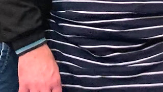 MILF with No Panties Gets Pussy Fingering in Public Transport