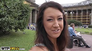 Anal creampie after sex in fresh air