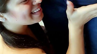 Cute amateur asian gives a wet blowjob