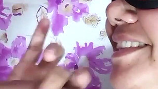 Wife Sucking Cock Deep Throat with Eye Mask