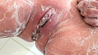 Shaving My Pussy Big Clit and He Washes Me Pee on Me